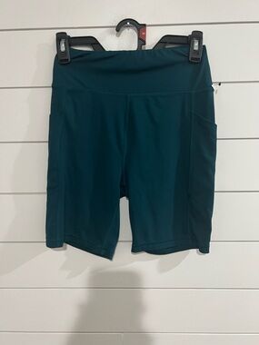 American Eagle Outfitters Teal High-Rise Bike Shorts with Side Pocket